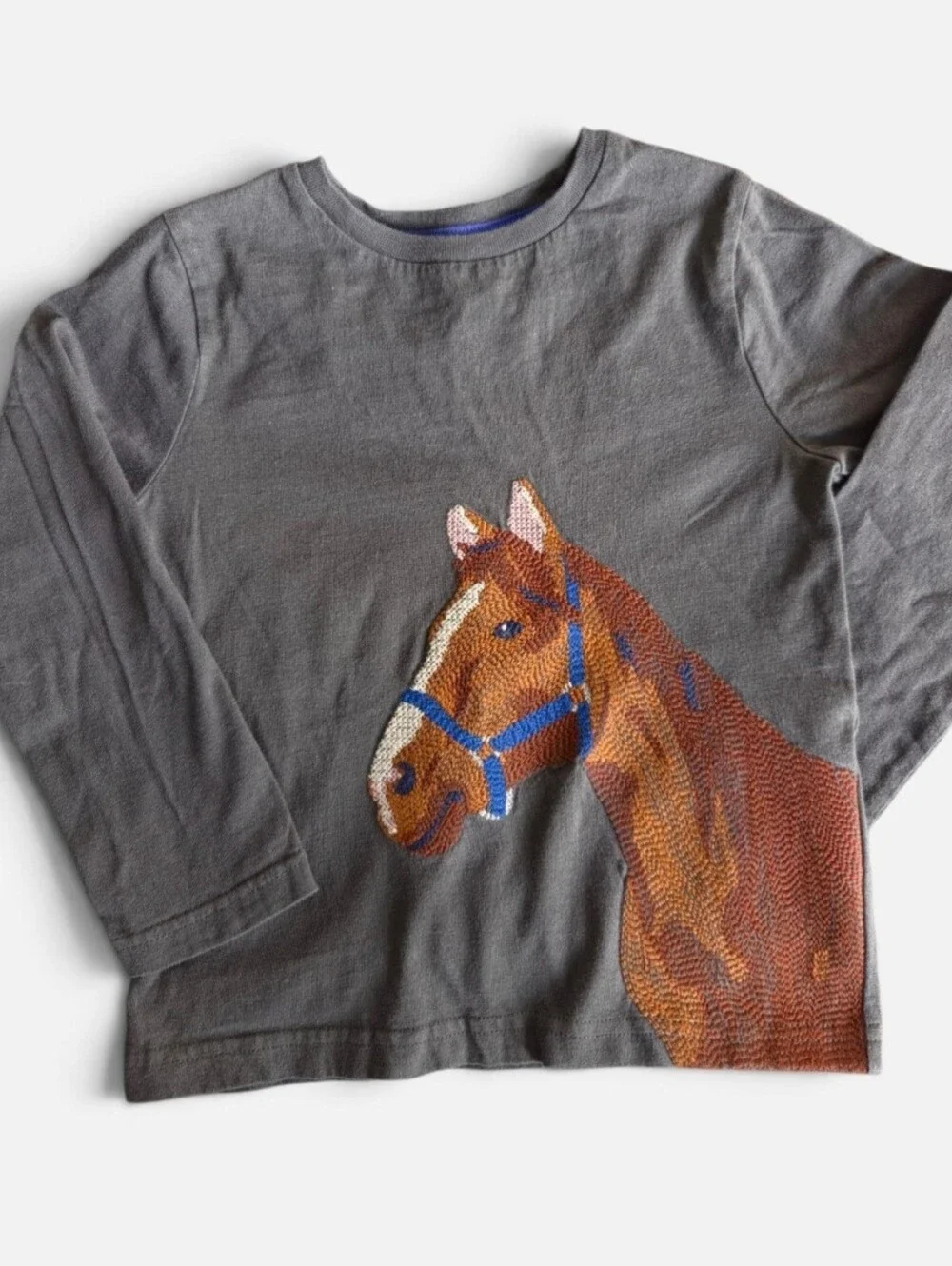 Mini Boden Kids Long-Sleeve Horse Applique Tee 4-5Y